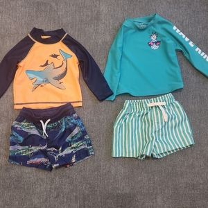 EUC 6 MONTH RASHGAURD SWIMSETS CARTERS AND OSH KOSH